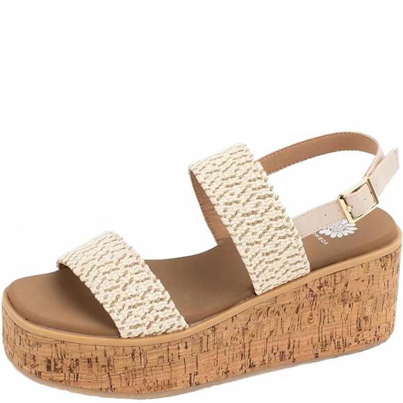NEW YELLOWBOX women's jeju platform sandal in cream - Picture 2 of 3